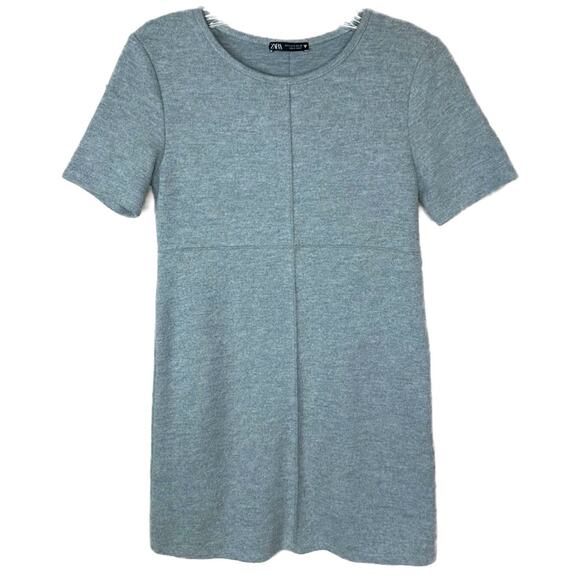 Zara Nouveau Gray Block accent print Dress Short Sleeve Knit Classic 1960s style - Picture 1 of 5